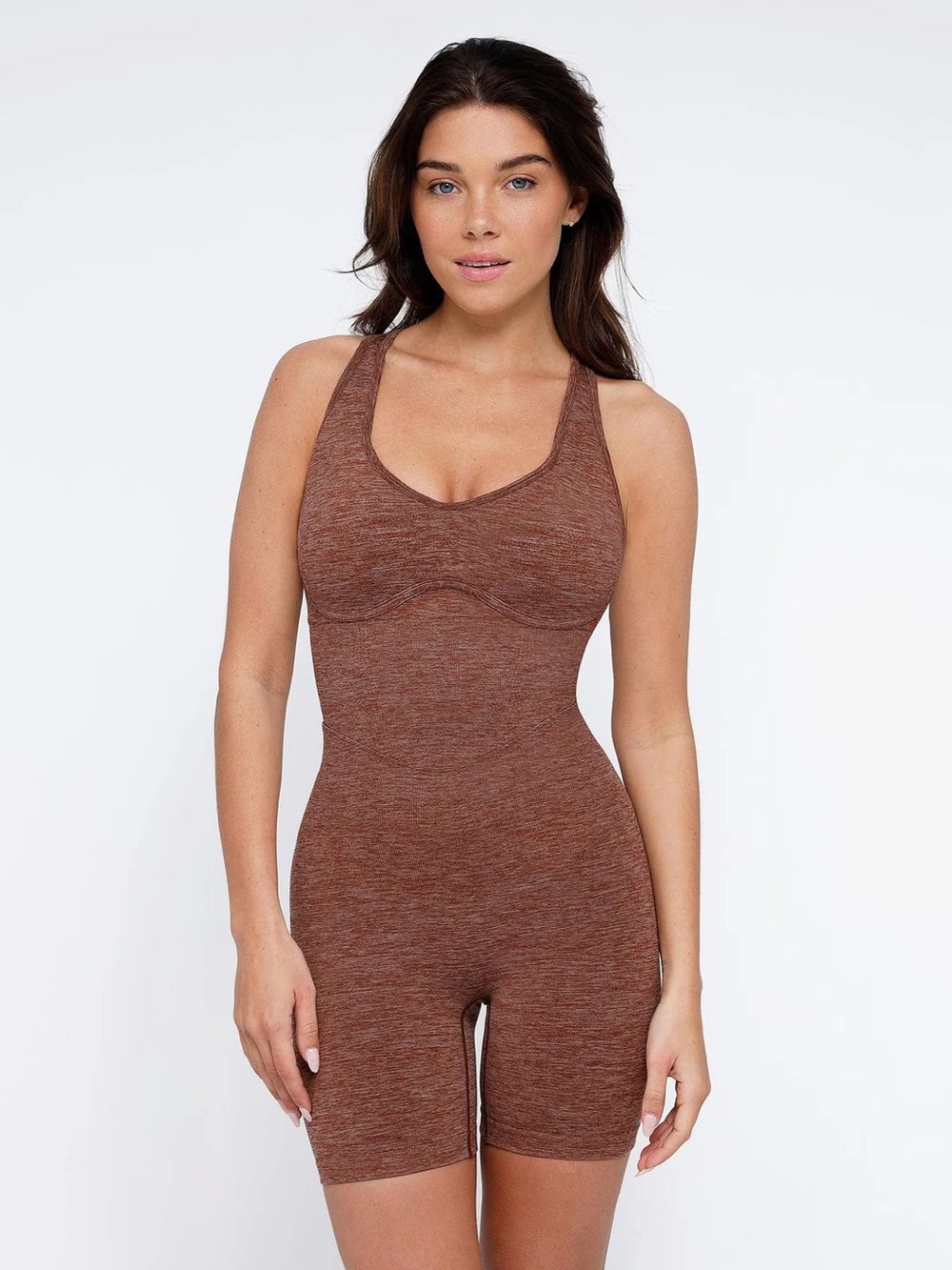 Seamless Sport Cross back, Scoop-Neck Shaper Romper